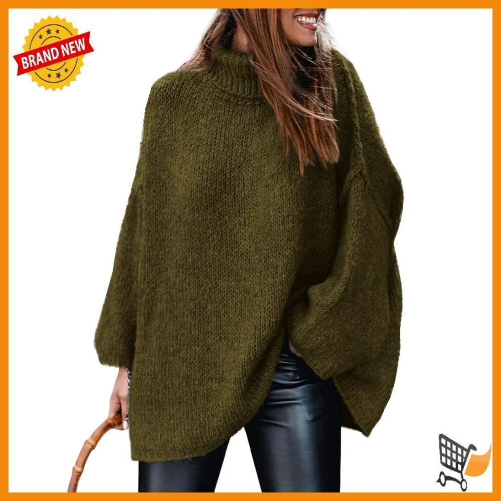 Oversized Chunky Knit Turtleneck Sweater Women's Pullover Winter Fashion